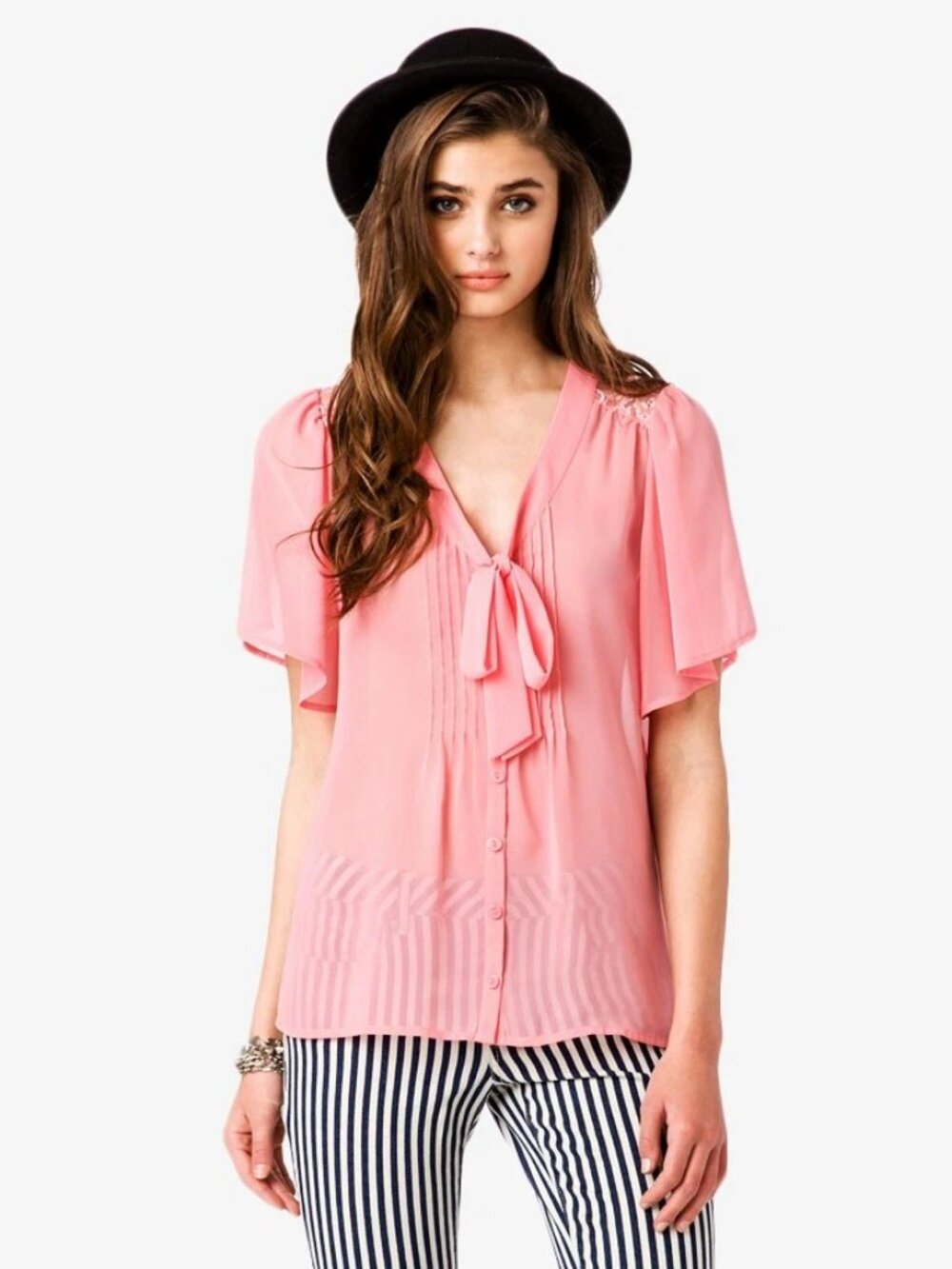 Forever 21 Lace Yoke Georgette Top, size S